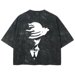 Playera streetwear premium de anime y gaming ExtraLife MX, corte boxy deluxe mineral wash heavyweight en color Acid Wash, moda urbana mexicana de culto.