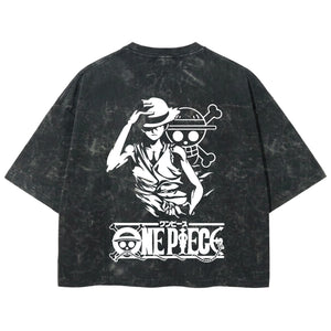 Playera streetwear premium de anime y gaming ExtraLife MX, corte boxy deluxe mineral wash heavyweight en color Acid Wash, moda urbana mexicana de culto.