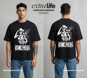Mar de los Piratas | Hombre de Goma #03149 - Playera Oversized Premium | Deep Black - Foto en modelo