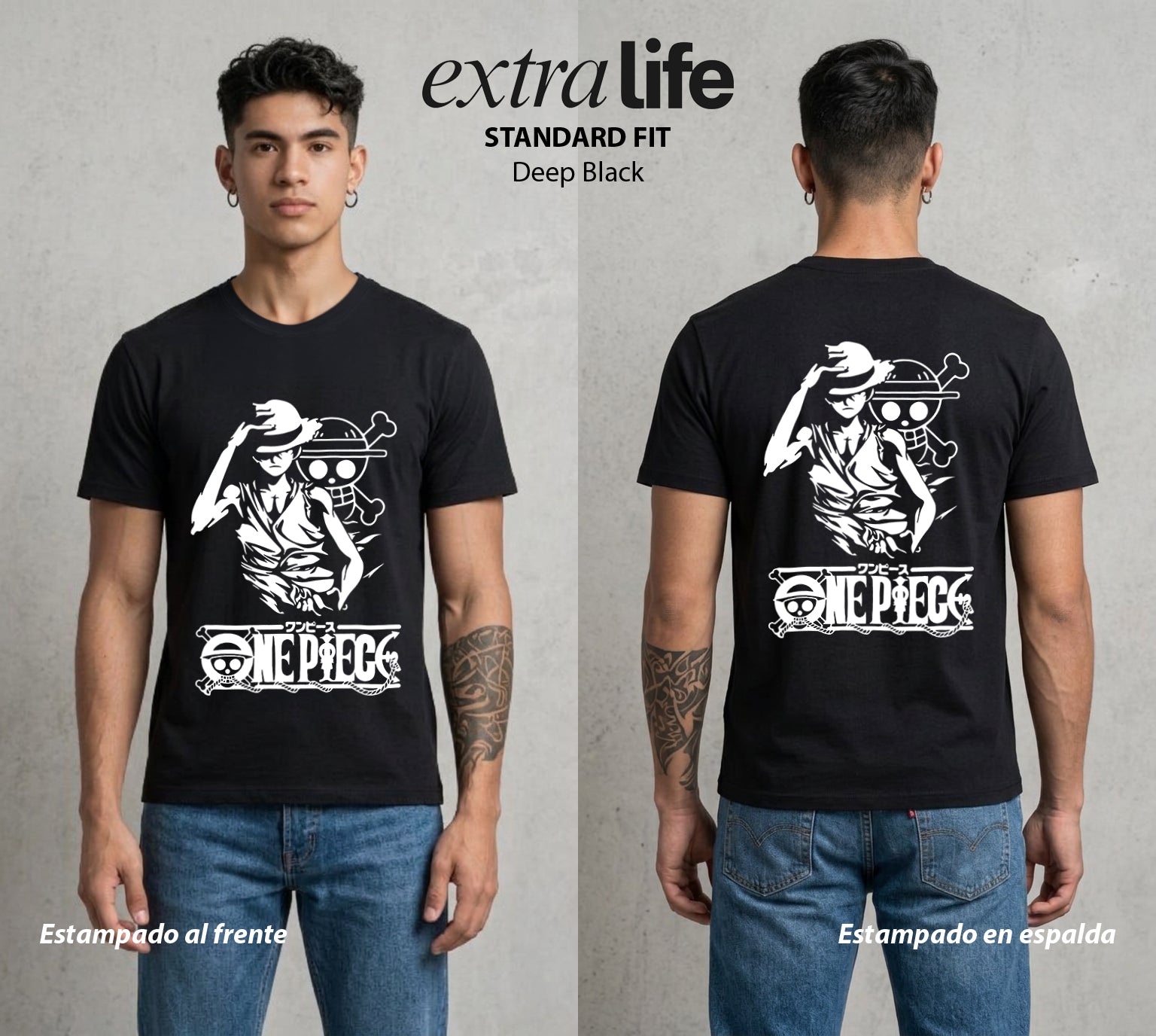 Mar de los Piratas | Hombre de Goma #03149 - Playera Standard Fit | Deep Black - Foto en modelo