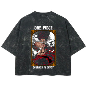 Playera streetwear premium de anime y gaming ExtraLife MX, corte boxy deluxe mineral wash heavyweight en color Acid Wash, moda urbana mexicana de culto.