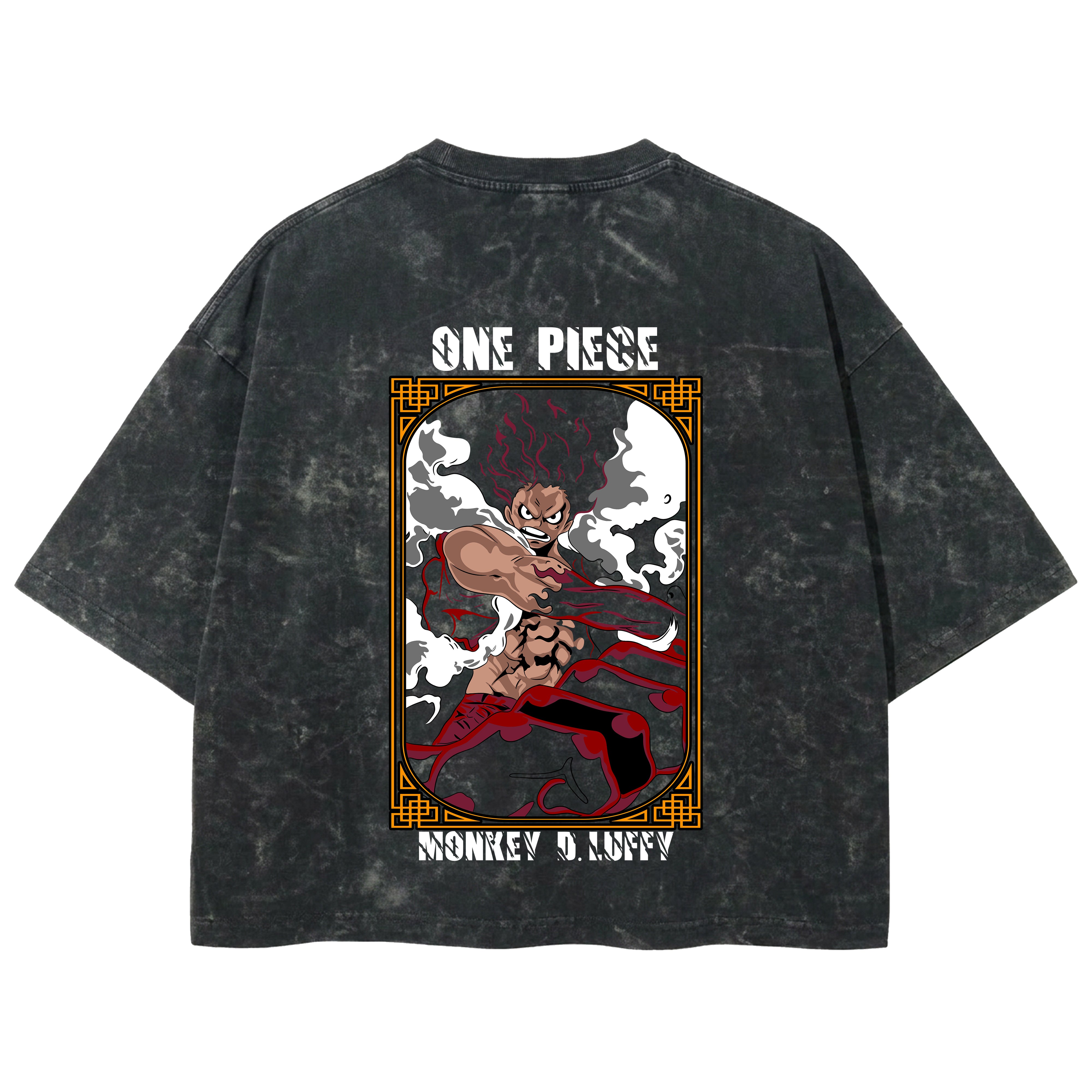 Playera streetwear premium de anime y gaming ExtraLife MX, corte boxy deluxe mineral wash heavyweight en color Acid Wash, moda urbana mexicana de culto.