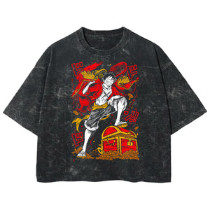 Playera streetwear premium de anime y gaming ExtraLife MX, corte boxy deluxe mineral wash heavyweight en color Acid Wash, moda urbana mexicana de culto.