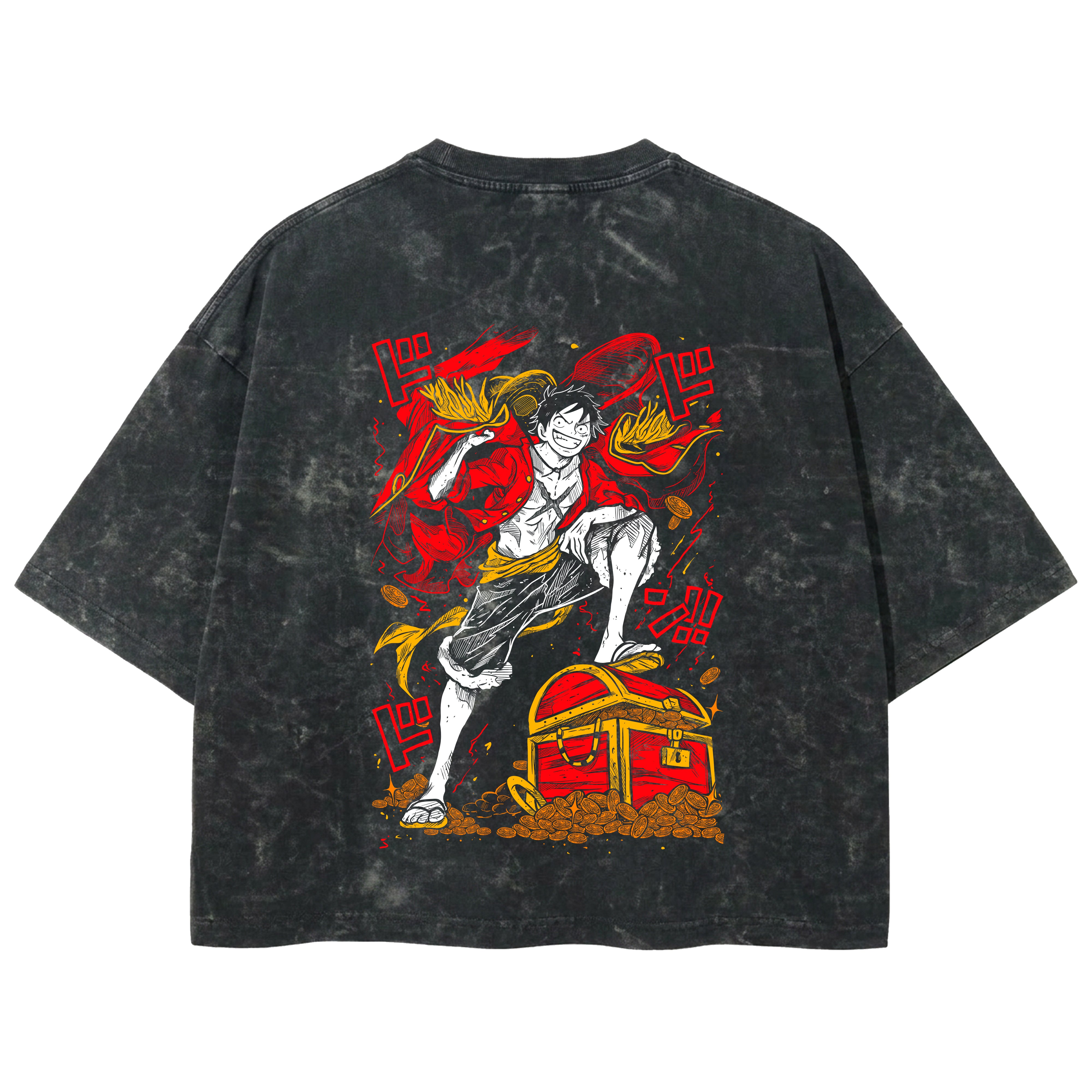 Playera streetwear premium de anime y gaming ExtraLife MX, corte boxy deluxe mineral wash heavyweight en color Acid Wash, moda urbana mexicana de culto.