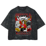 Playera streetwear premium de anime y gaming ExtraLife MX, corte boxy deluxe mineral wash heavyweight en color Acid Wash, moda urbana mexicana de culto.