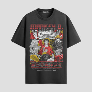Playera urbana de anime y gaming ExtraLife MX, corte Standard Fit unisex ligero y transpirable en color Deep Black y Pure White, ropa de uso diario para gym y casual.