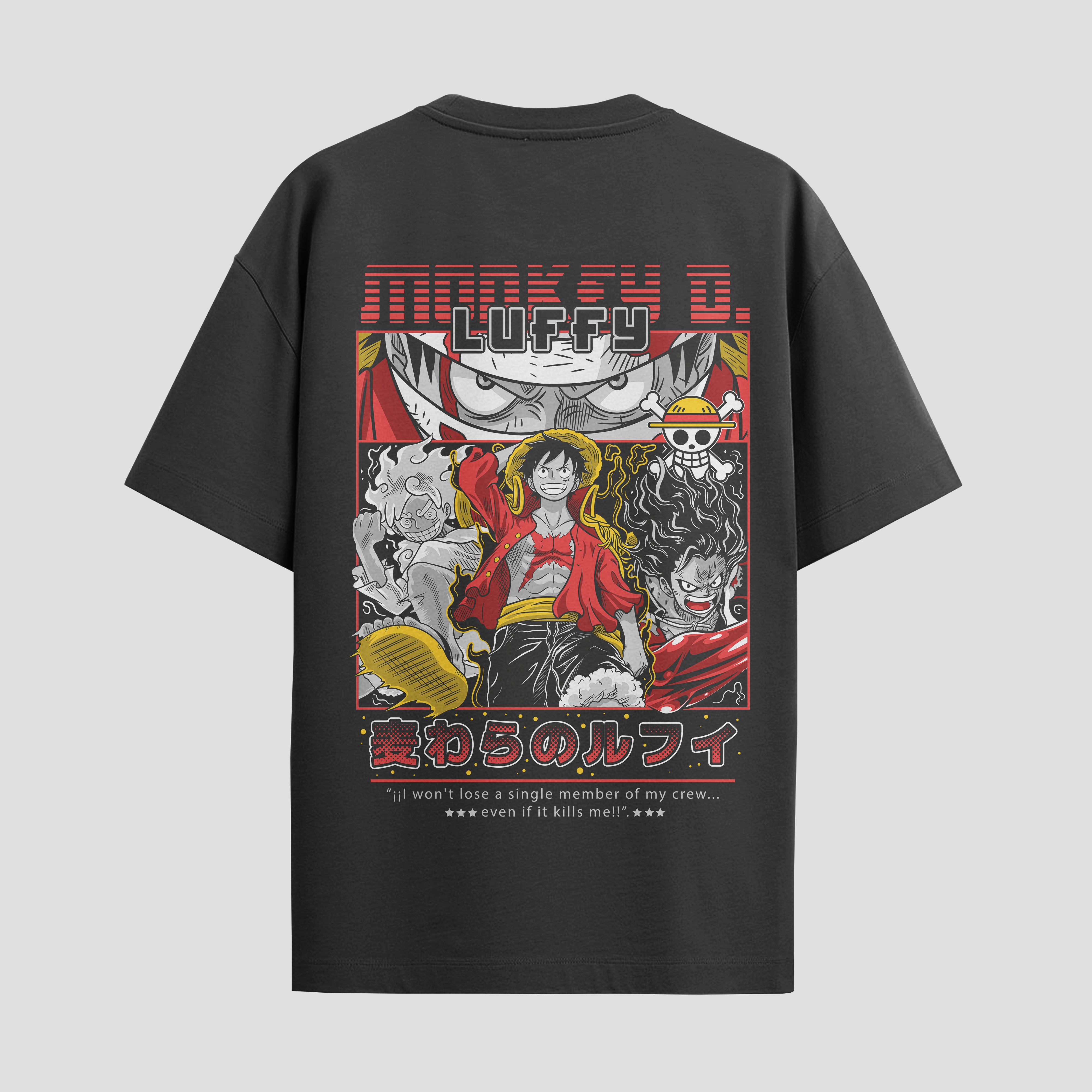 Playera urbana de anime y gaming ExtraLife MX, corte Standard Fit unisex ligero y transpirable en color Deep Black y Pure White, ropa de uso diario para gym y casual.