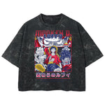 Playera streetwear premium de anime y gaming ExtraLife MX, corte boxy deluxe mineral wash heavyweight en color Acid Wash, moda urbana mexicana de culto.
