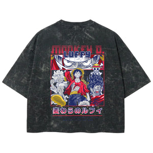 Playera streetwear premium de anime y gaming ExtraLife MX, corte boxy deluxe mineral wash heavyweight en color Acid Wash, moda urbana mexicana de culto.