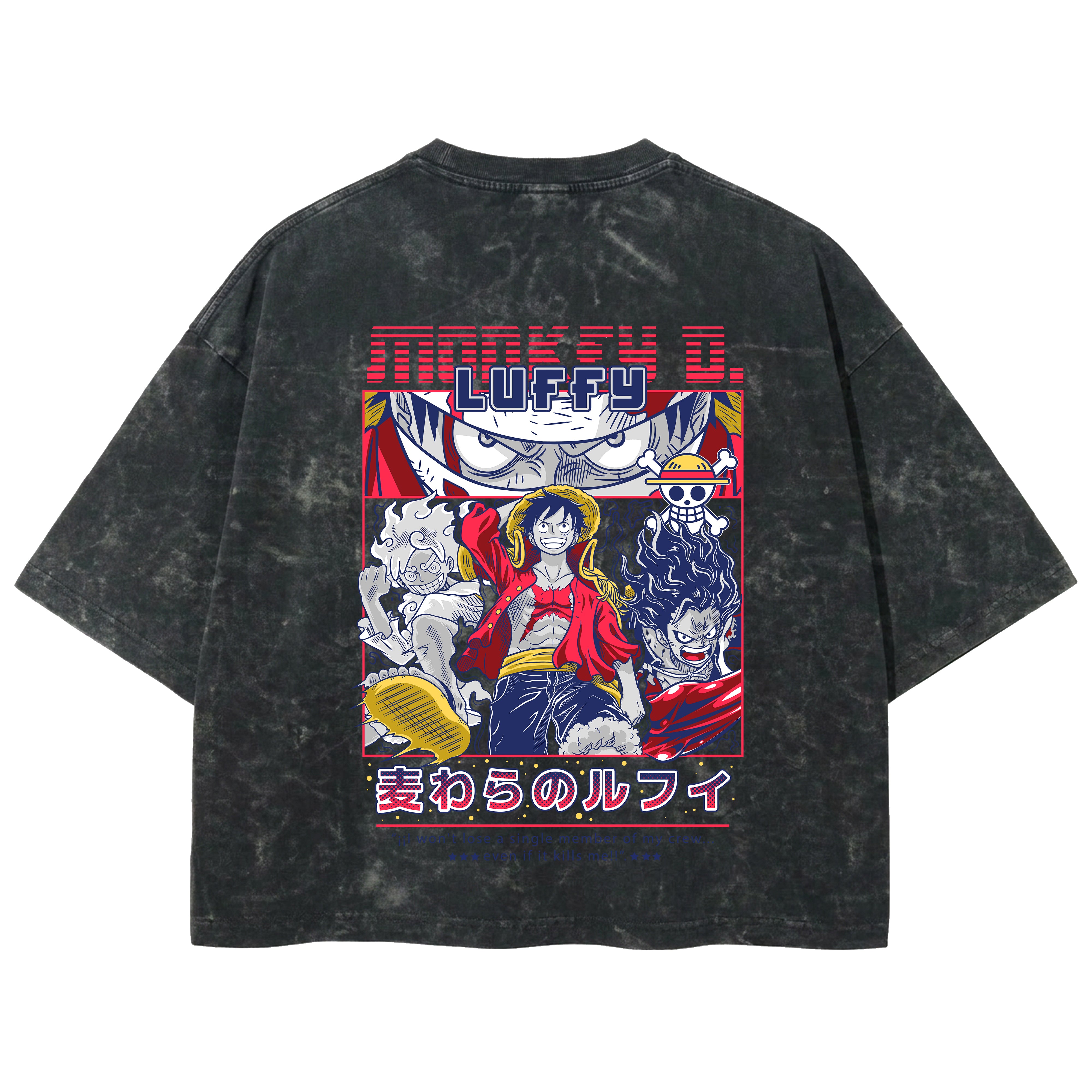 Playera streetwear premium de anime y gaming ExtraLife MX, corte boxy deluxe mineral wash heavyweight en color Acid Wash, moda urbana mexicana de culto.