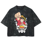 Playera streetwear premium de anime y gaming ExtraLife MX, corte boxy deluxe mineral wash heavyweight en color Acid Wash, moda urbana mexicana de culto.