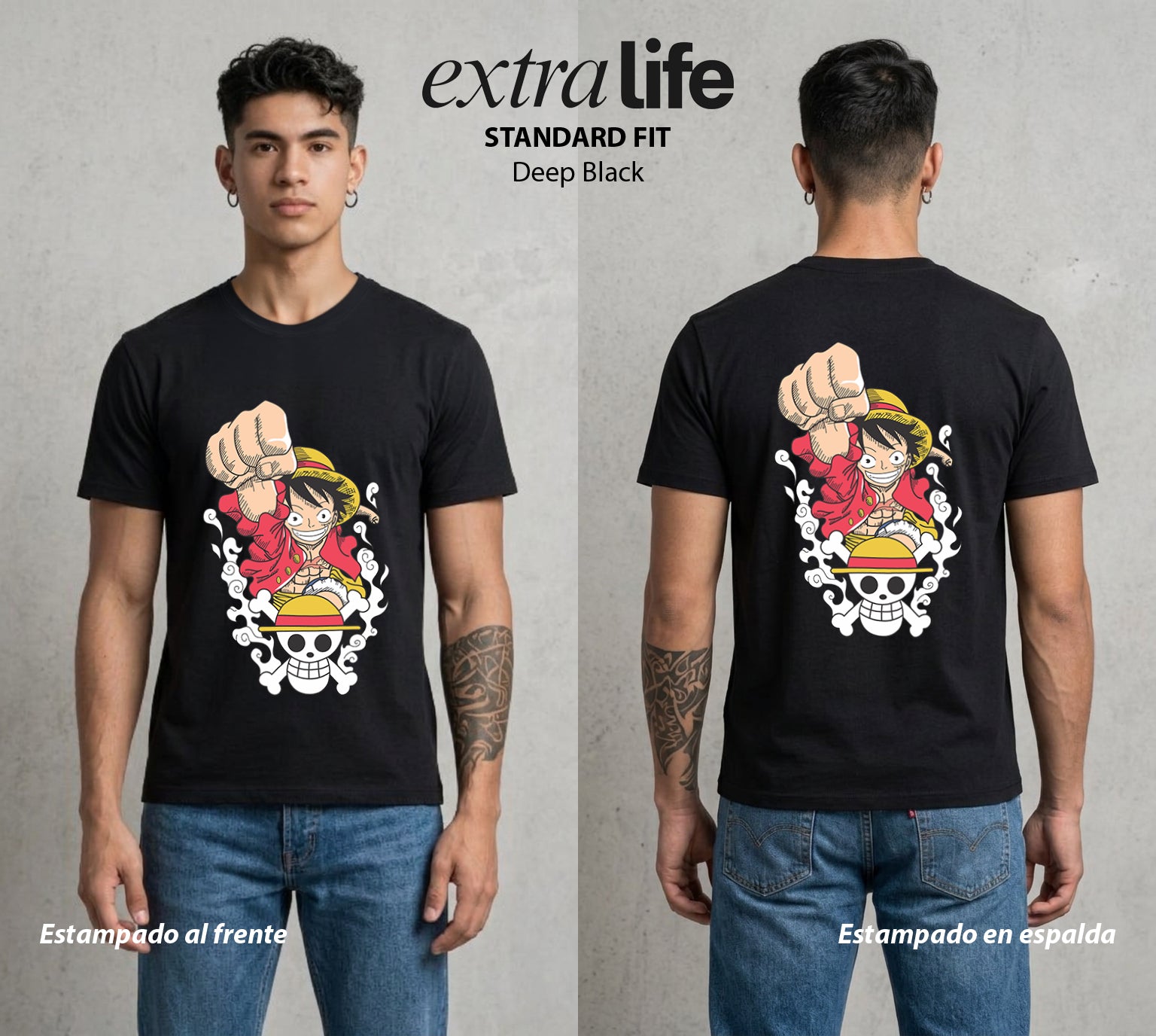 Mar de los Piratas | Rey de los Piratas #03158 - Playera Standard Fit | Deep Black - Foto en modelo