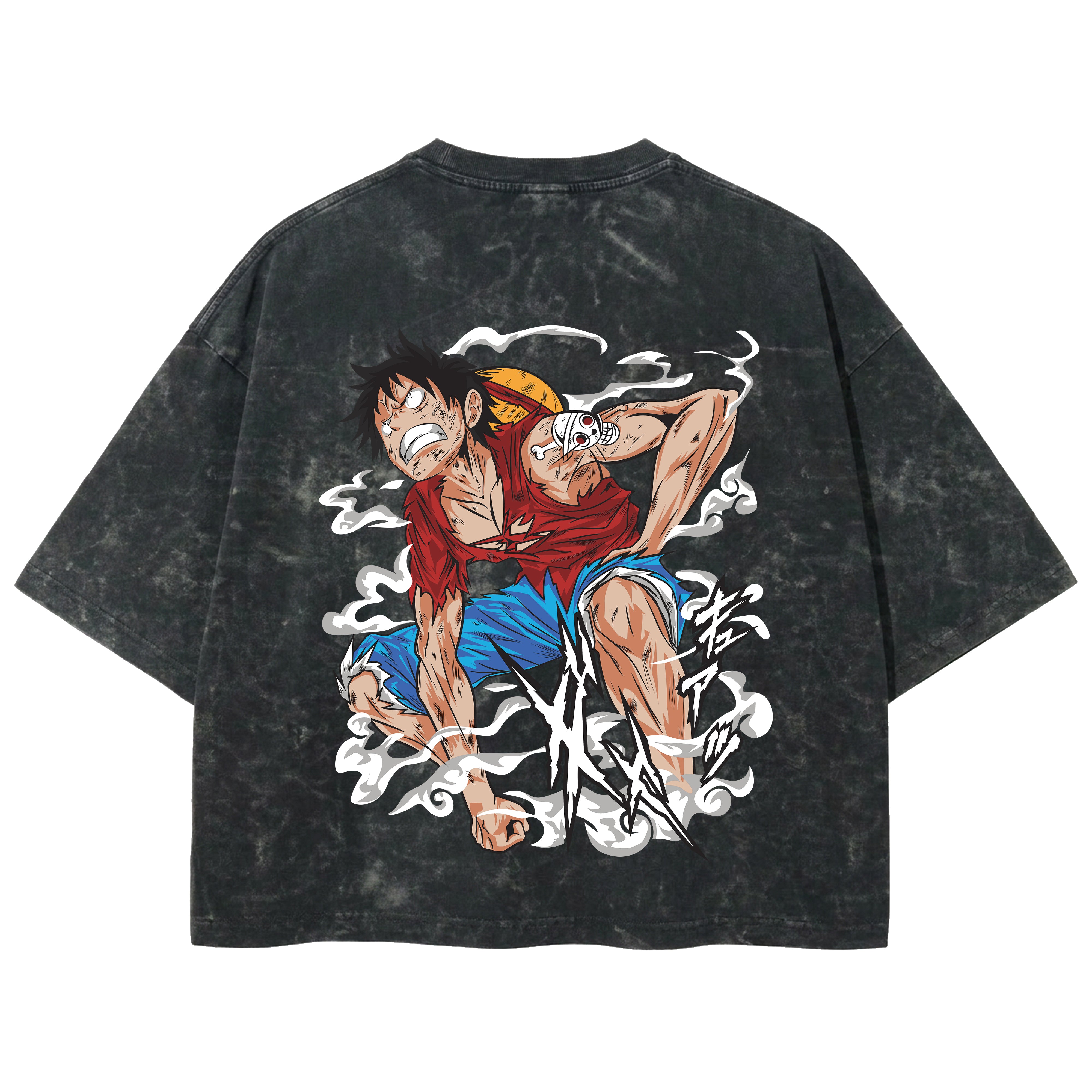 Playera streetwear premium de anime y gaming ExtraLife MX, corte boxy deluxe mineral wash heavyweight en color Acid Wash, moda urbana mexicana de culto.