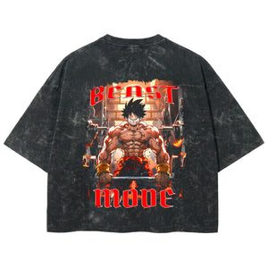 Playera streetwear premium de anime y gaming ExtraLife MX, corte boxy deluxe mineral wash heavyweight en color Acid Wash, moda urbana mexicana de culto.