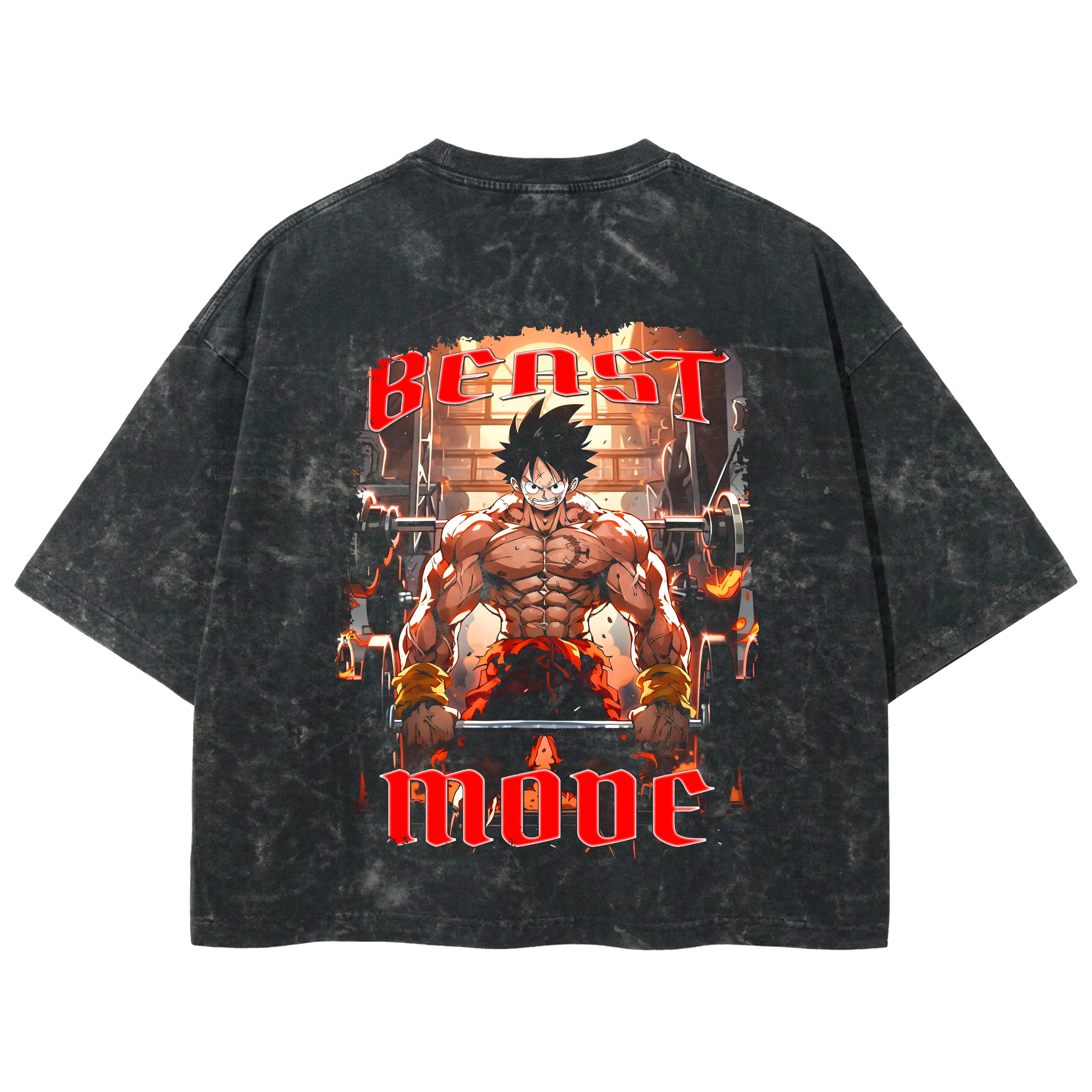 Playera streetwear premium de anime y gaming ExtraLife MX, corte boxy deluxe mineral wash heavyweight en color Acid Wash, moda urbana mexicana de culto.