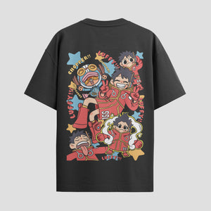 Playera urbana de anime y gaming ExtraLife MX, corte Standard Fit unisex ligero y transpirable en color Deep Black y Pure White, ropa de uso diario para gym y casual.