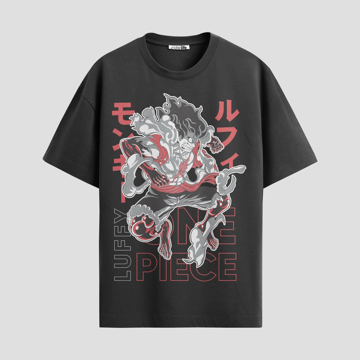 Playera urbana de anime y gaming ExtraLife MX, corte Classic Premium unisex ligero y transpirable en color Deep Black y Pure White, ropa de uso diario para gym y casual.