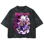 Playera streetwear premium de anime y gaming ExtraLife MX, corte boxy deluxe mineral wash heavyweight en color Acid Wash, moda urbana mexicana de culto.