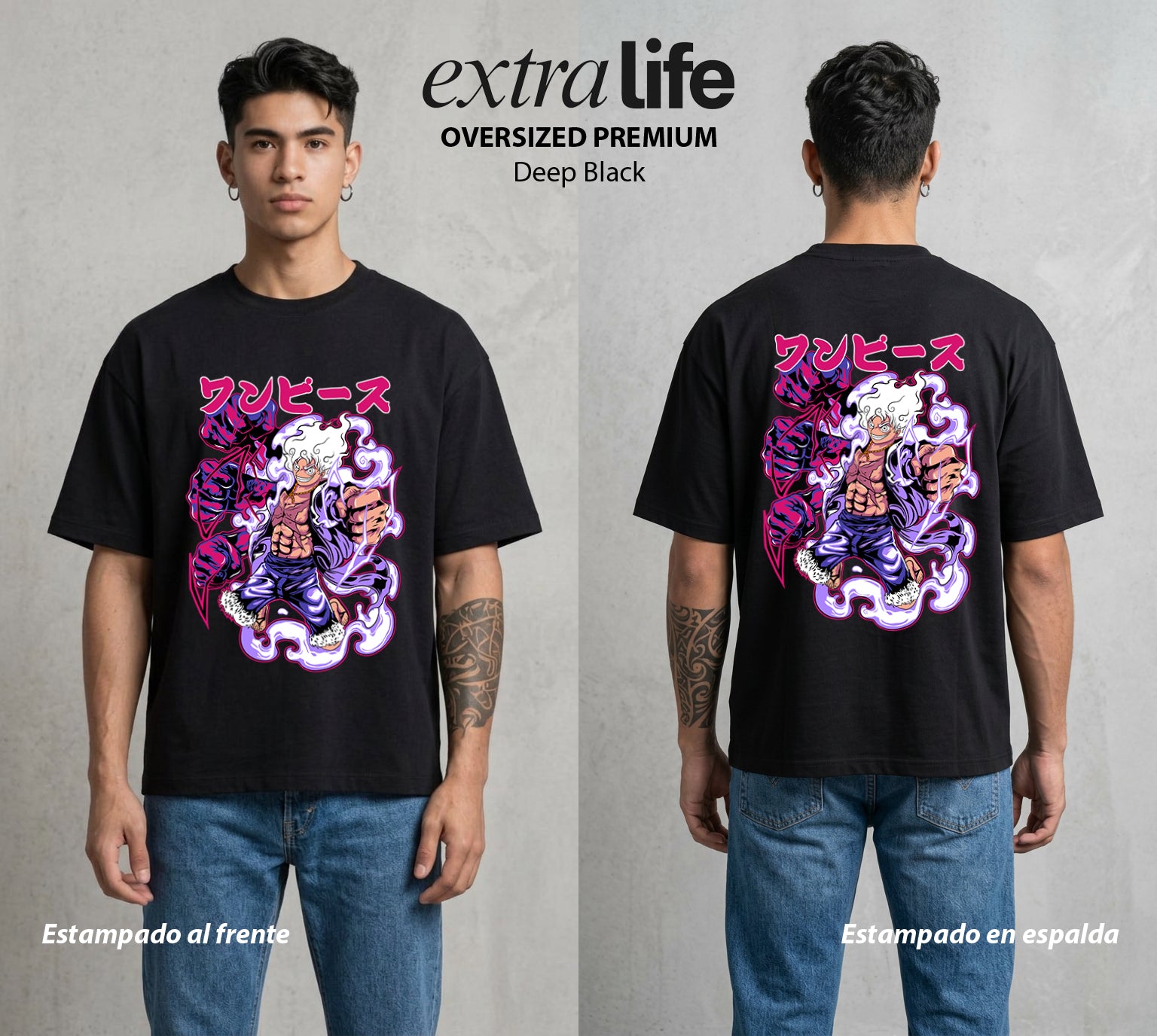 Mar de los Piratas | El Engranaje Final #03173 - Playera Oversized Premium | Deep Black - Foto en modelo