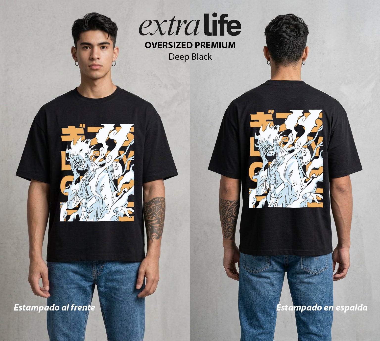 Mar de los Piratas | Gear del Sombrero #03175 - Playera Oversized Premium | Deep Black - Foto en modelo