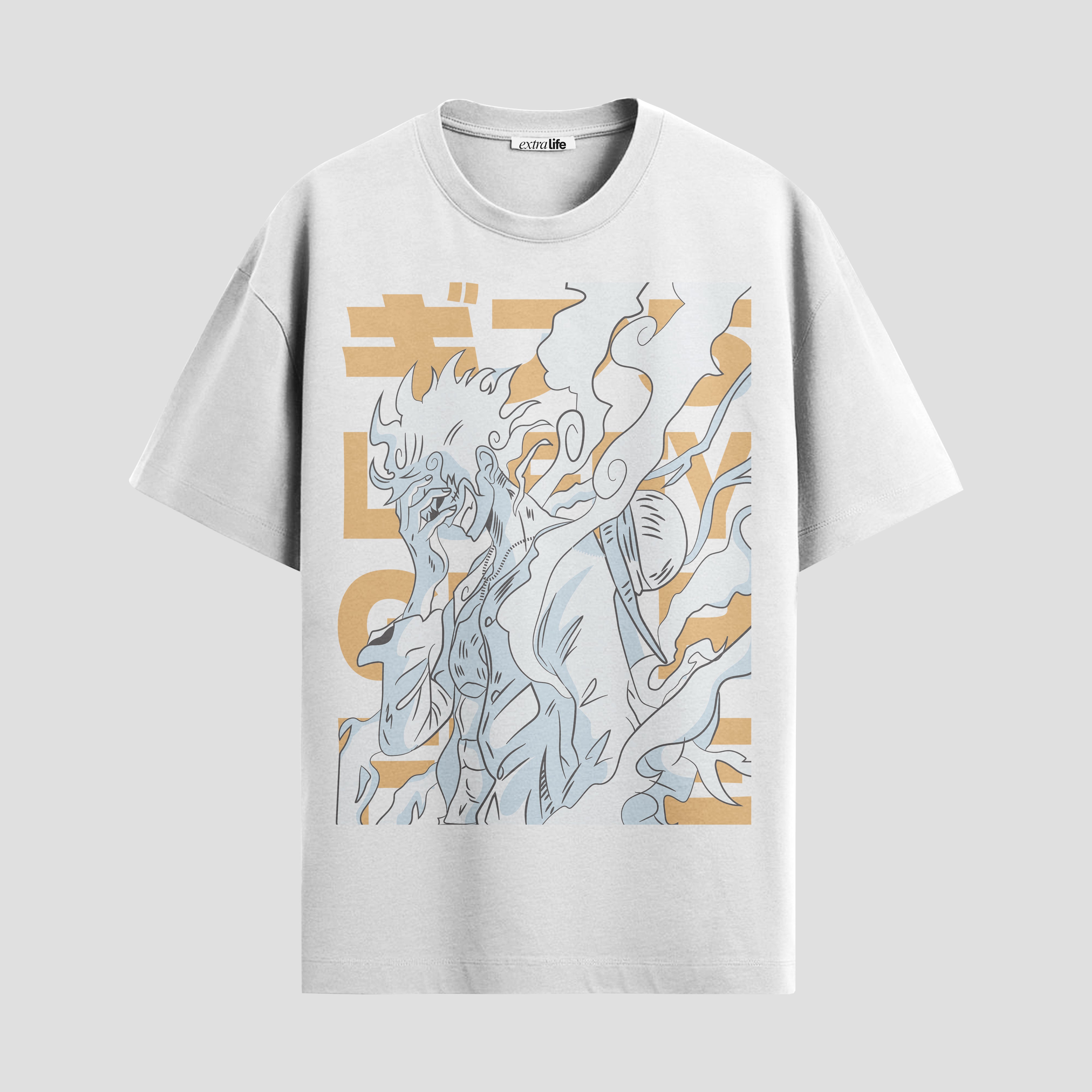 Playera urbana de anime y gaming ExtraLife MX, corte Standard Fit unisex ligero y transpirable en color Deep Black y Pure White, ropa de uso diario para gym y casual.