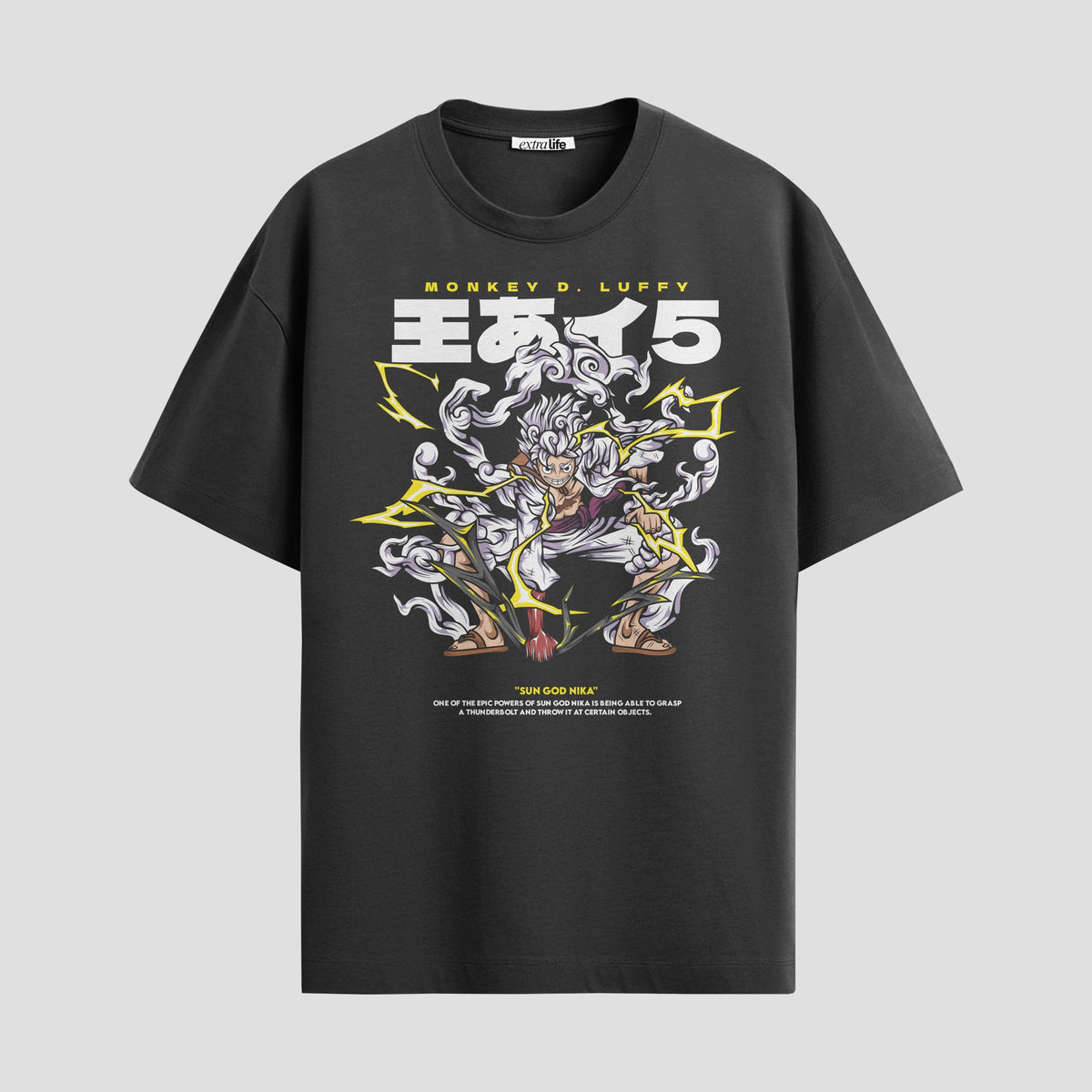 Playera urbana de anime y gaming ExtraLife MX, corte Classic Premium unisex ligero y transpirable en color Deep Black y Pure White, ropa de uso diario para gym y casual.