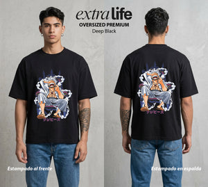 Mar de los Piratas | Engranaje del Capitan #03177 - Playera Oversized Premium | Deep Black - Foto en modelo
