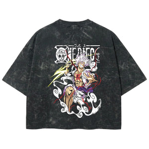 Playera streetwear premium de anime y gaming ExtraLife MX, corte boxy deluxe mineral wash heavyweight en color Acid Wash, moda urbana mexicana de culto.