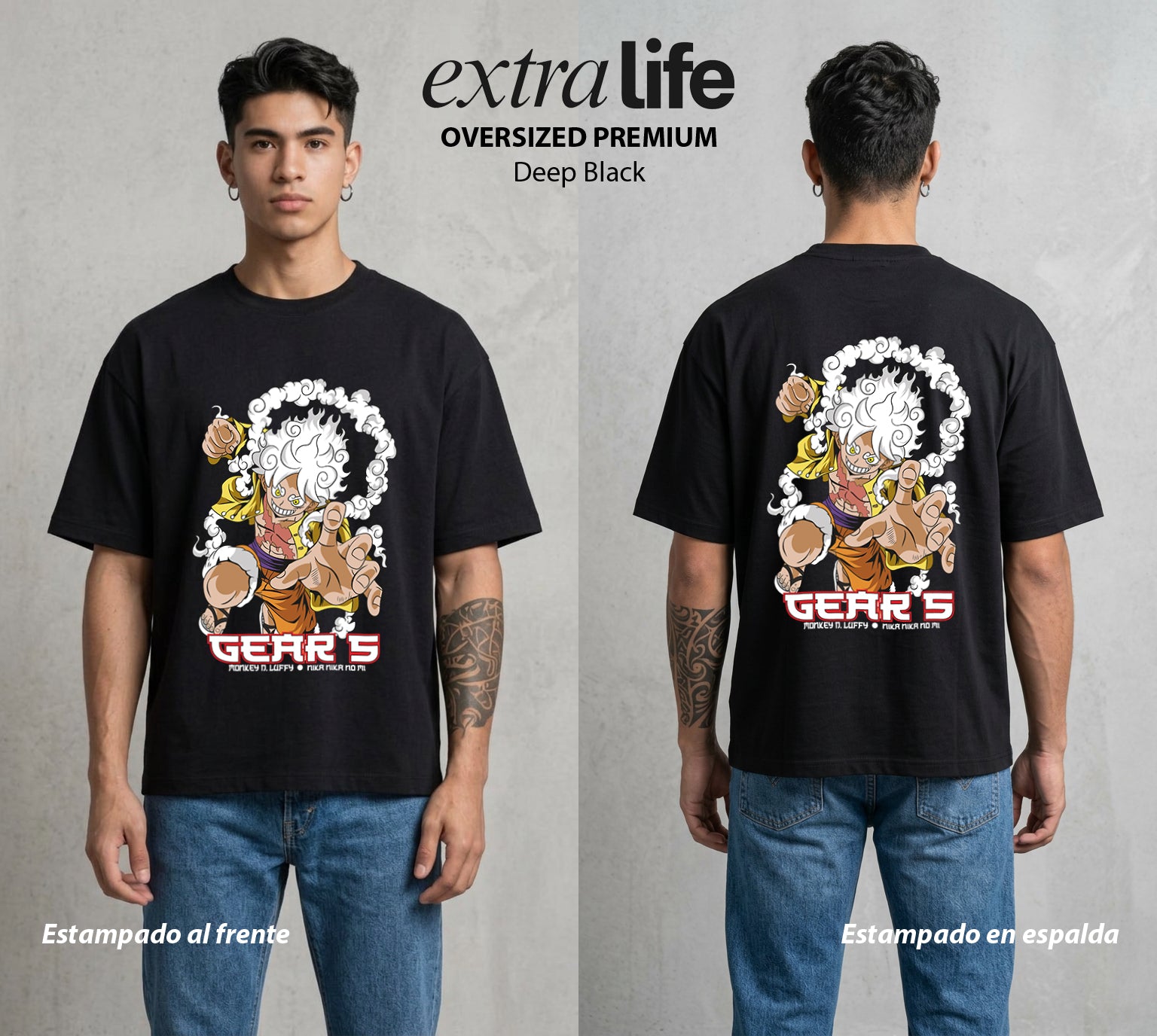 Mar de los Piratas | Transformacion del Capitan #03181 - Playera Oversized Premium | Deep Black - Foto en modelo