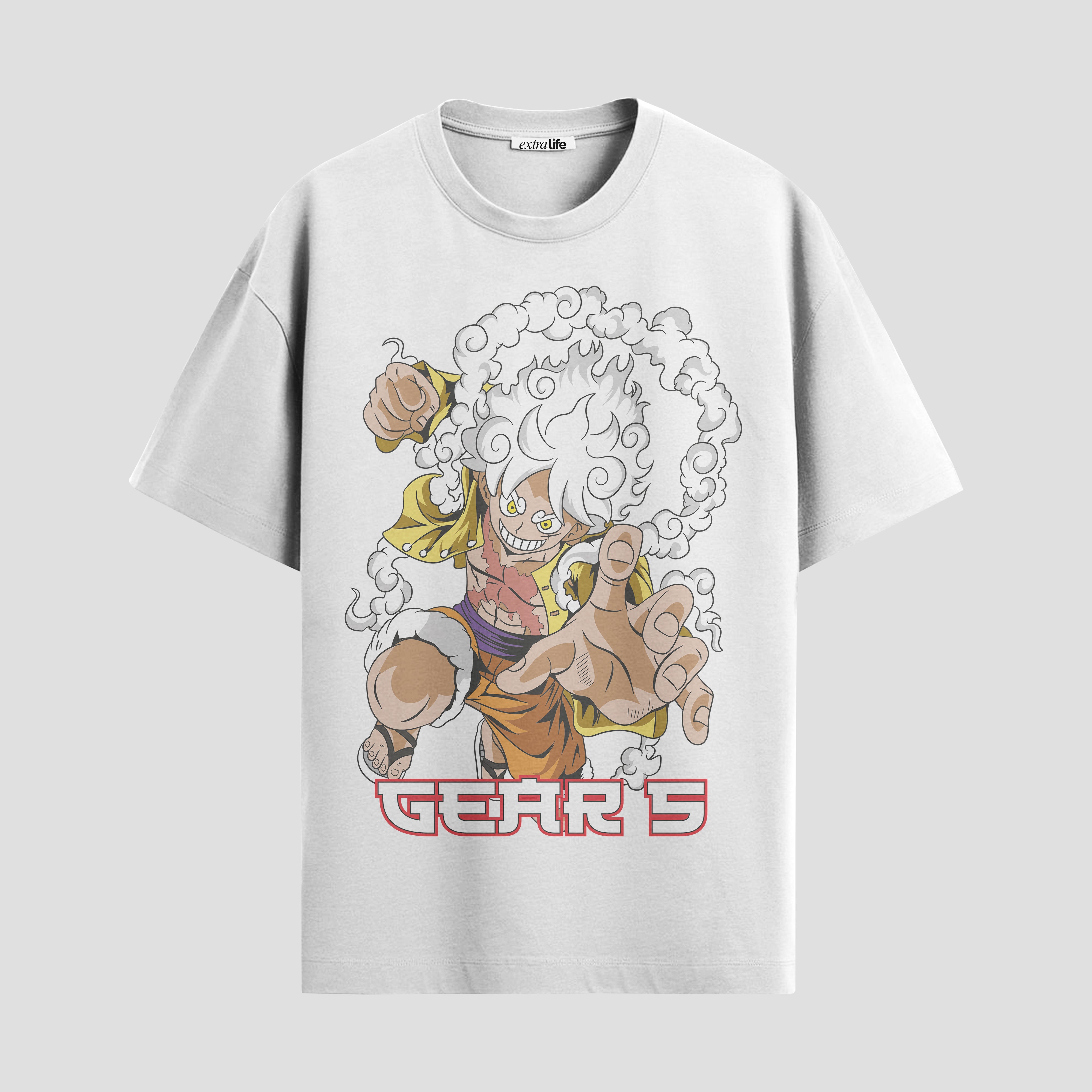 Playera urbana de anime y gaming ExtraLife MX, corte Standard Fit unisex ligero y transpirable en color Deep Black y Pure White, ropa de uso diario para gym y casual.