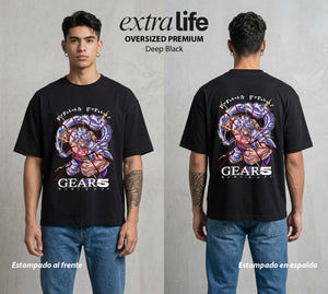 Mar de los Piratas | Gear del Sombrero #03182 - Playera Oversized Premium | Deep Black - Foto en modelo
