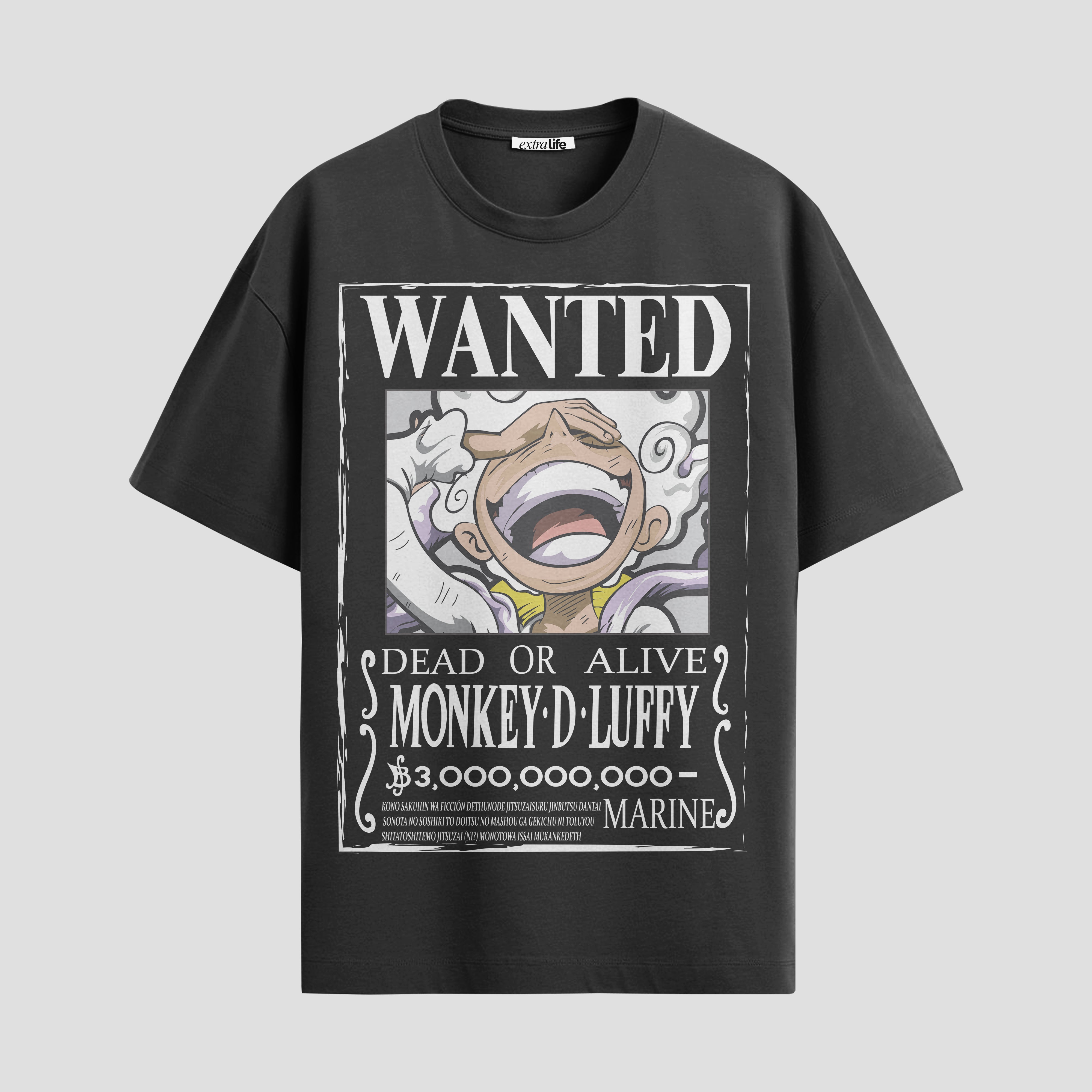 Playera urbana de anime y gaming ExtraLife MX, corte Standard Fit unisex ligero y transpirable en color Deep Black y Pure White, ropa de uso diario para gym y casual.