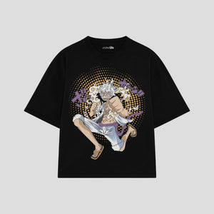 Playera streetwear premium de anime y gaming ExtraLife MX, corte oversized drop shoulder ligero y fresco en color Deep Black y Off-White, moda urbana mexicana de culto.