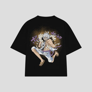 Playera streetwear premium de anime y gaming ExtraLife MX, corte oversized drop shoulder ligero y fresco en color Deep Black y Off-White, moda urbana mexicana de culto.