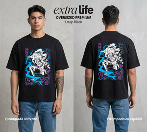 Mar de los Piratas | Goma en el Limite #03193 - Playera Oversized Premium | Deep Black - Foto en modelo