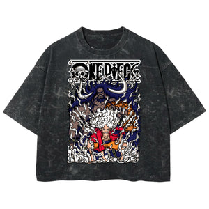 Playera streetwear premium de anime y gaming ExtraLife MX, corte boxy deluxe mineral wash heavyweight en color Acid Wash, moda urbana mexicana de culto.