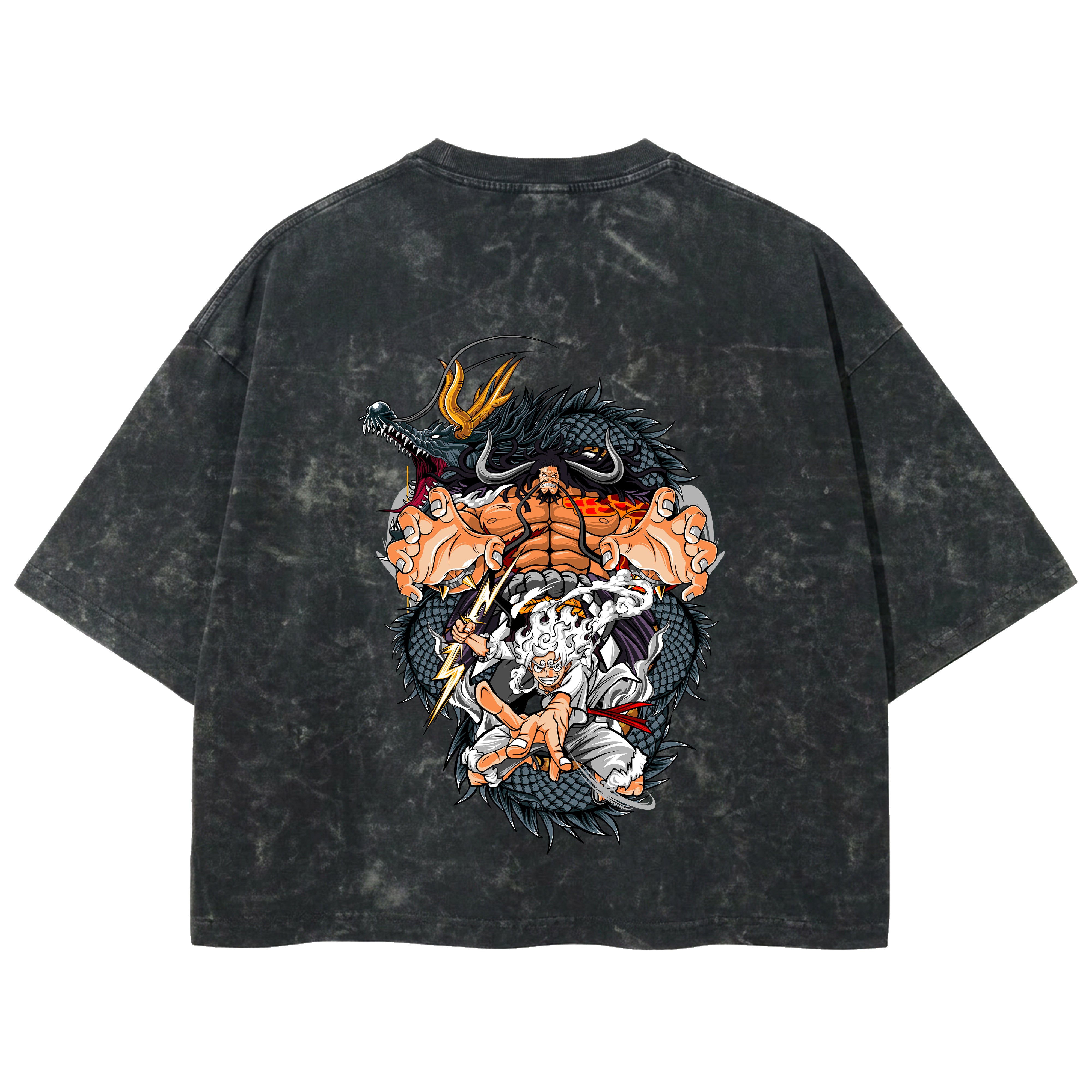 Playera streetwear premium de anime y gaming ExtraLife MX, corte boxy deluxe mineral wash heavyweight en color Acid Wash, moda urbana mexicana de culto.