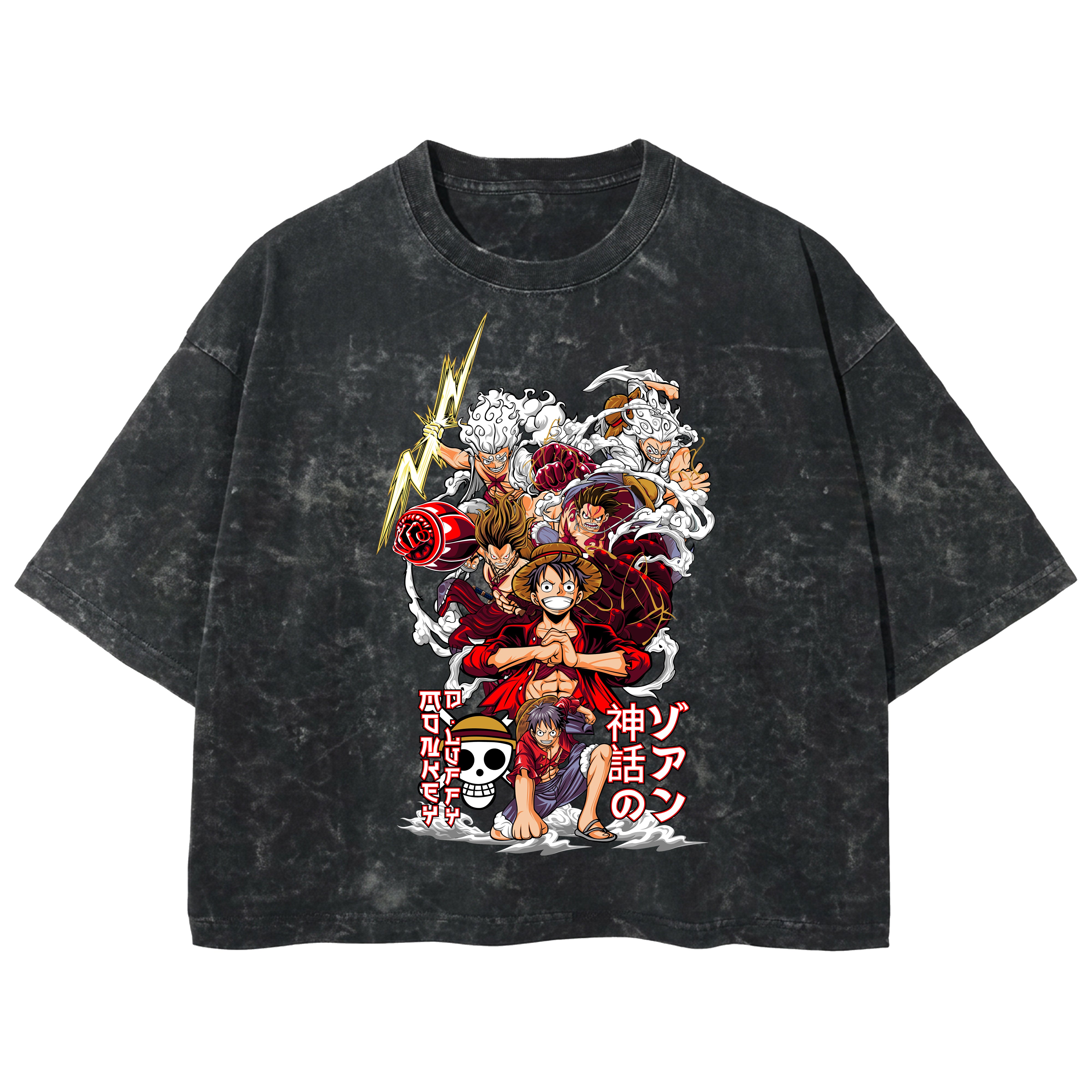 Playera streetwear premium de anime y gaming ExtraLife MX, corte boxy deluxe mineral wash heavyweight en color Acid Wash, moda urbana mexicana de culto.