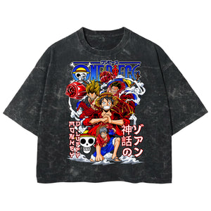 Playera streetwear premium de anime y gaming ExtraLife MX, corte boxy deluxe mineral wash heavyweight en color Acid Wash, moda urbana mexicana de culto.
