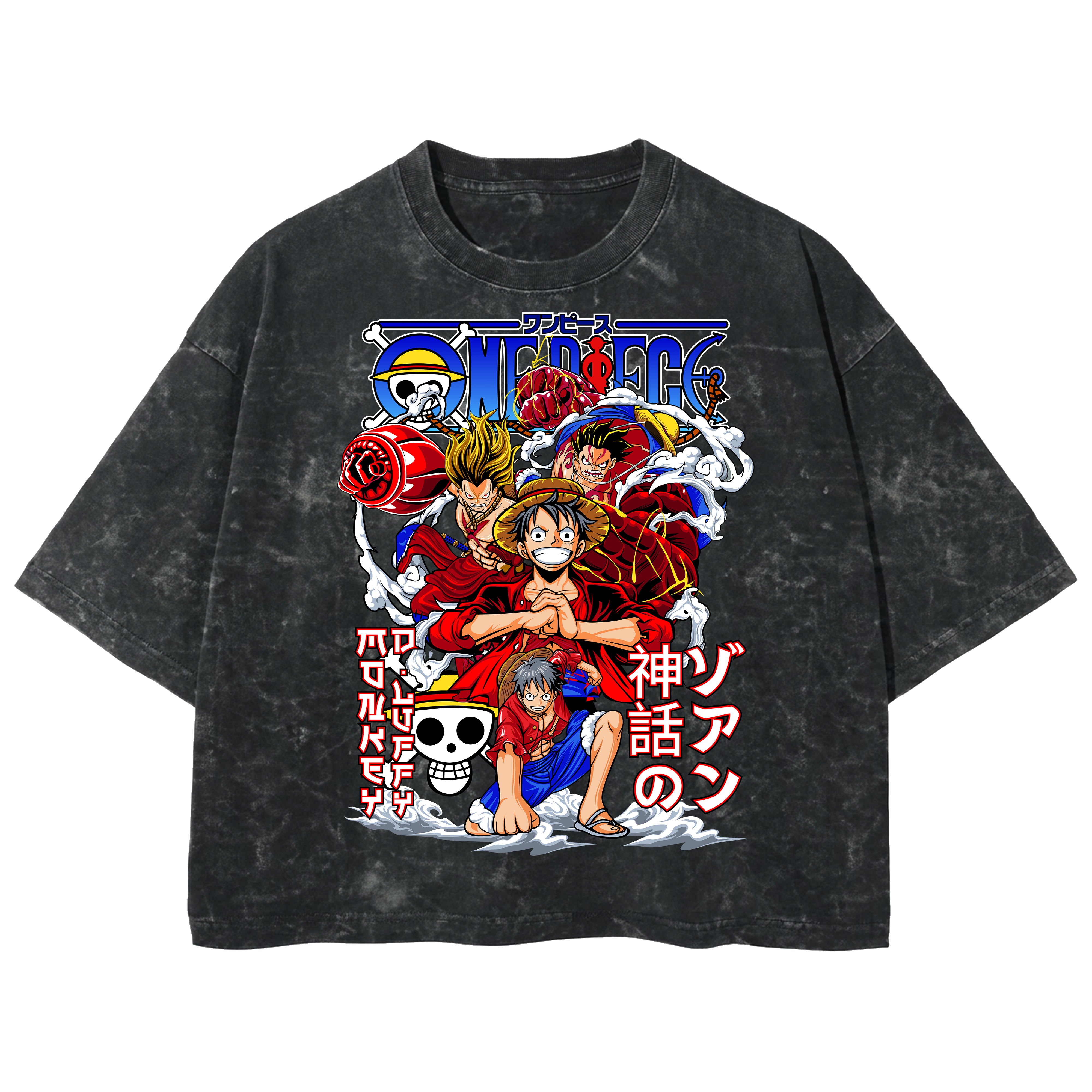 Playera streetwear premium de anime y gaming ExtraLife MX, corte boxy deluxe mineral wash heavyweight en color Acid Wash, moda urbana mexicana de culto.