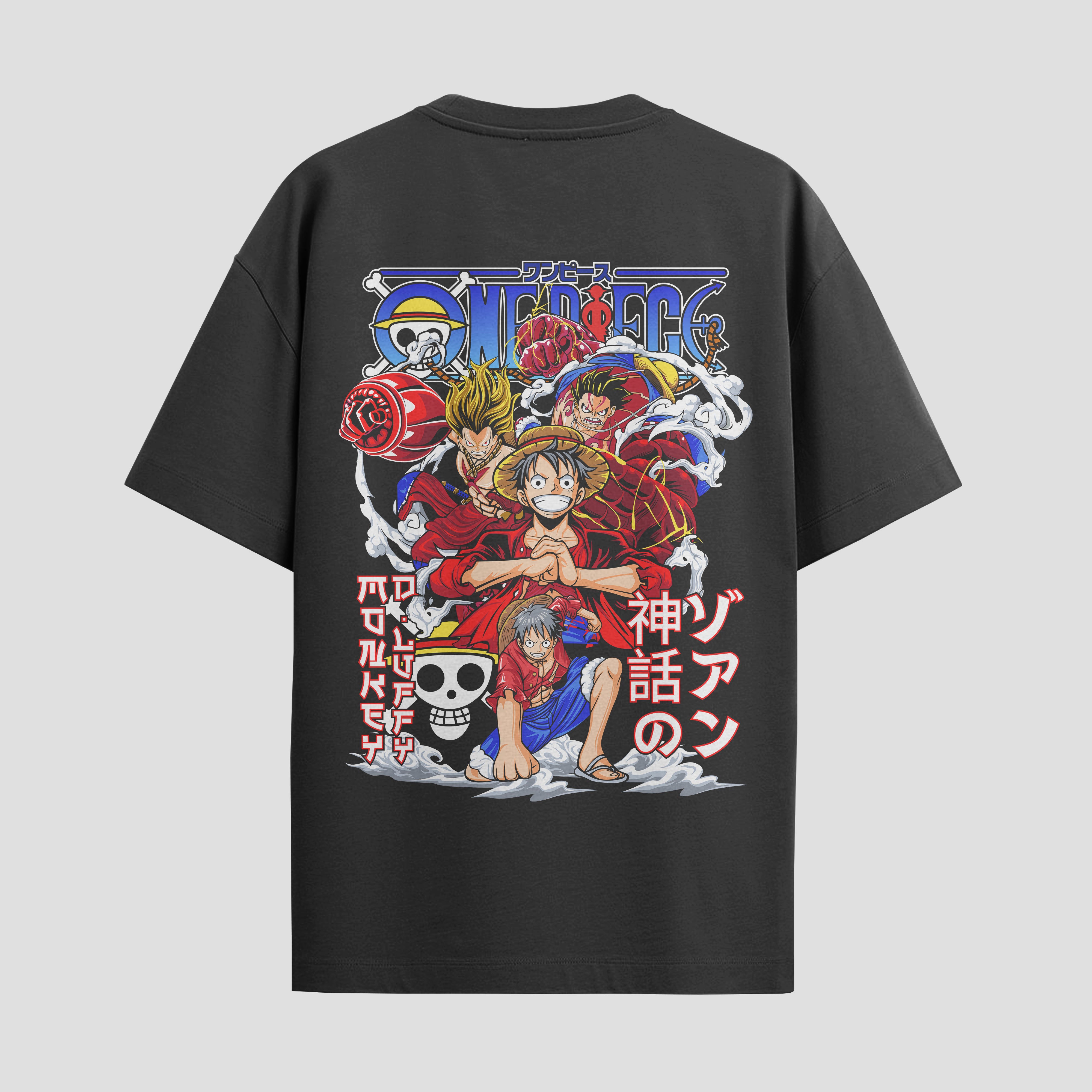 Playera urbana de anime y gaming ExtraLife MX, corte Standard Fit unisex ligero y transpirable en color Deep Black y Pure White, ropa de uso diario para gym y casual.