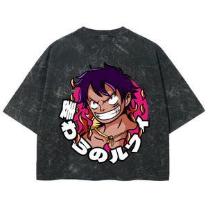 Playera streetwear premium de anime y gaming ExtraLife MX, corte boxy deluxe mineral wash heavyweight en color Acid Wash, moda urbana mexicana de culto.