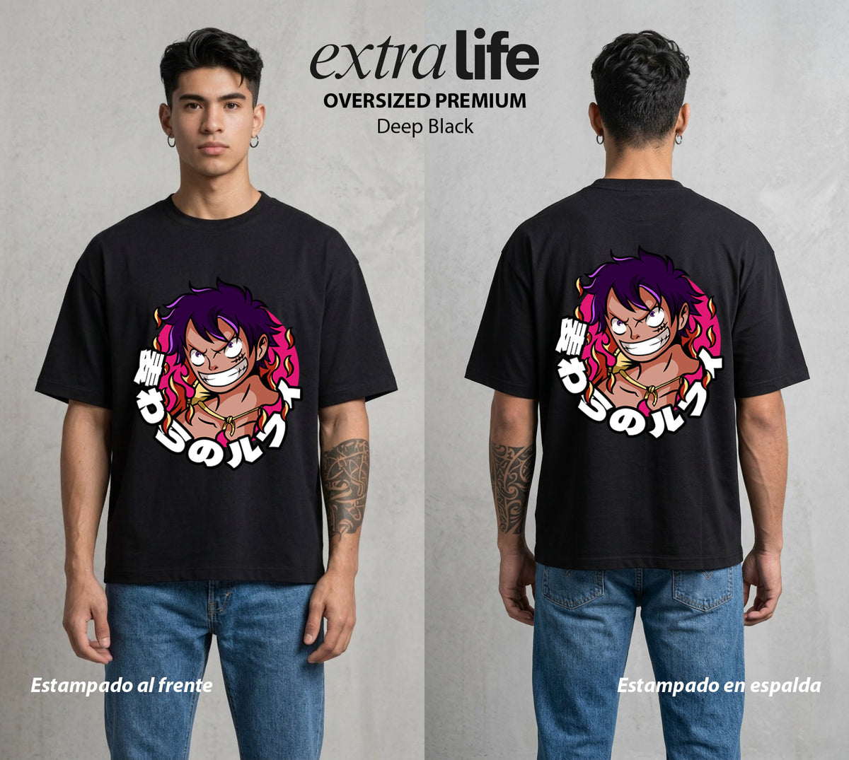 Mar de los Piratas | Capitan de Goma #03206 - Playera Oversized Premium | Deep Black - Foto en modelo
