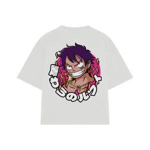 Playera streetwear premium de anime y gaming ExtraLife MX, corte oversized drop shoulder ligero y fresco en color Deep Black y Off-White, moda urbana mexicana de culto.