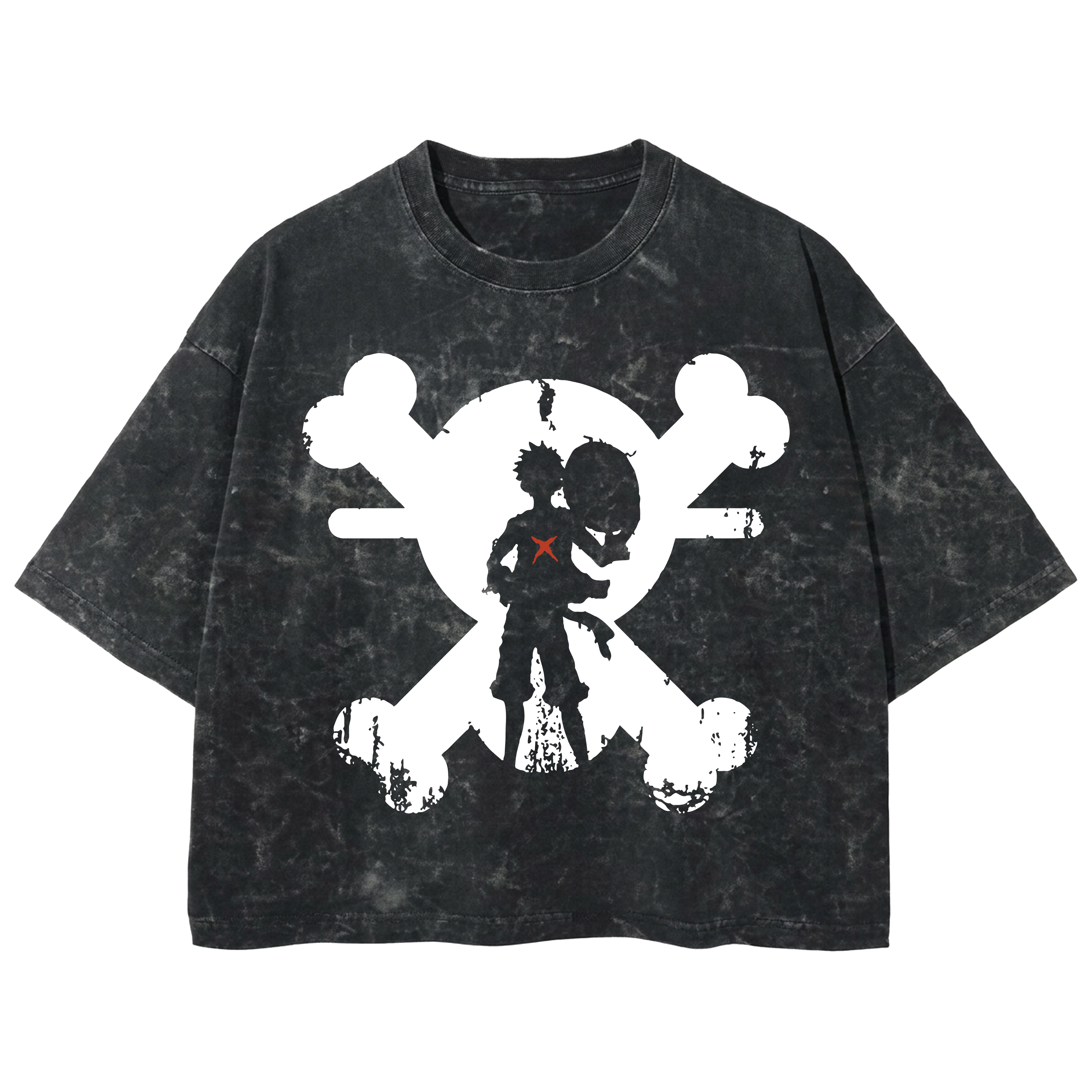 Playera streetwear premium de anime y gaming ExtraLife MX, corte boxy deluxe mineral wash heavyweight en color Acid Wash, moda urbana mexicana de culto.