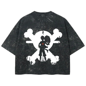 Playera streetwear premium de anime y gaming ExtraLife MX, corte boxy deluxe mineral wash heavyweight en color Acid Wash, moda urbana mexicana de culto.