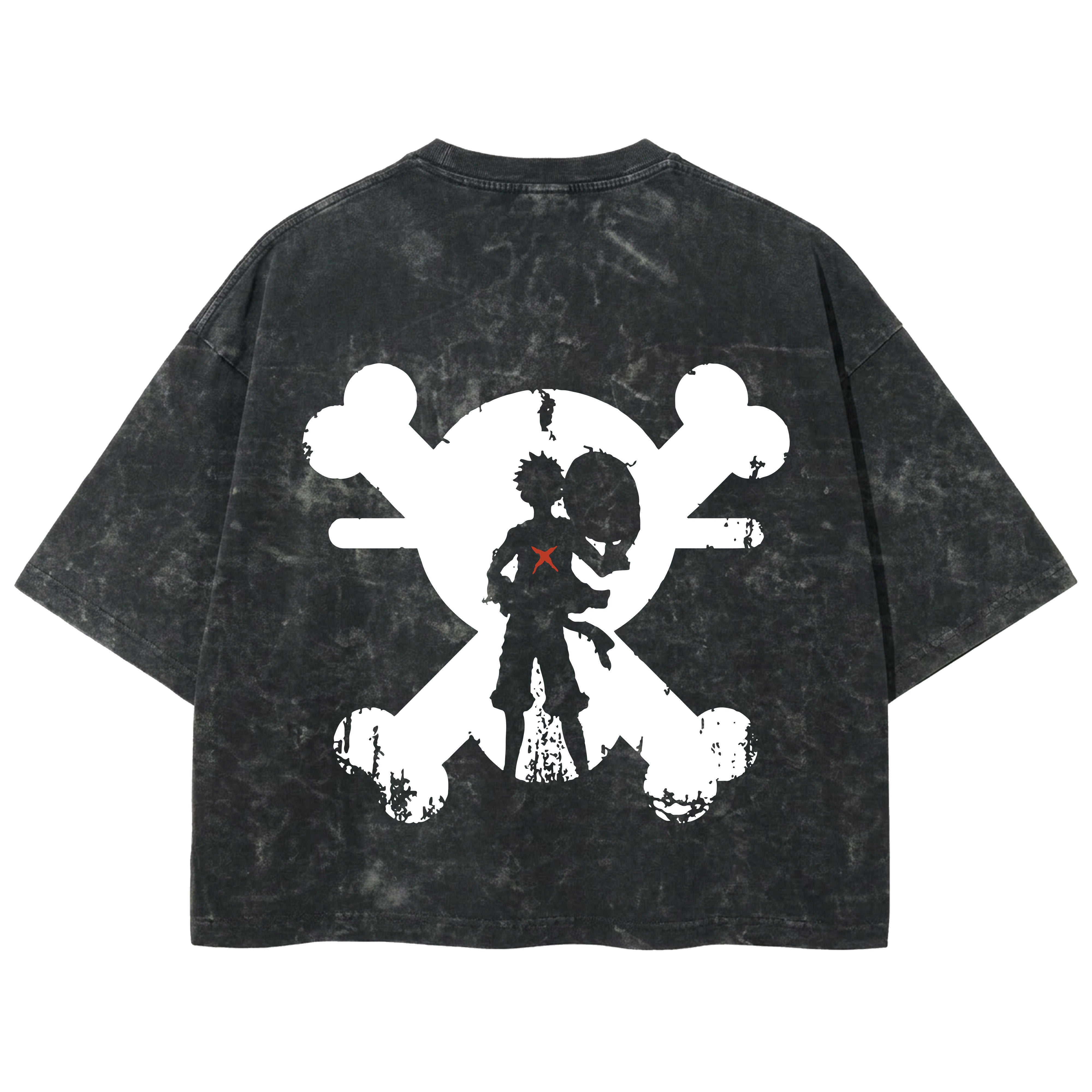 Playera streetwear premium de anime y gaming ExtraLife MX, corte boxy deluxe mineral wash heavyweight en color Acid Wash, moda urbana mexicana de culto.