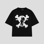 Playera streetwear premium de anime y gaming ExtraLife MX, corte oversized drop shoulder ligero y fresco en color Deep Black y Off-White, moda urbana mexicana de culto.