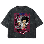 Playera streetwear premium de anime y gaming ExtraLife MX, corte boxy deluxe mineral wash heavyweight en color Acid Wash, moda urbana mexicana de culto.