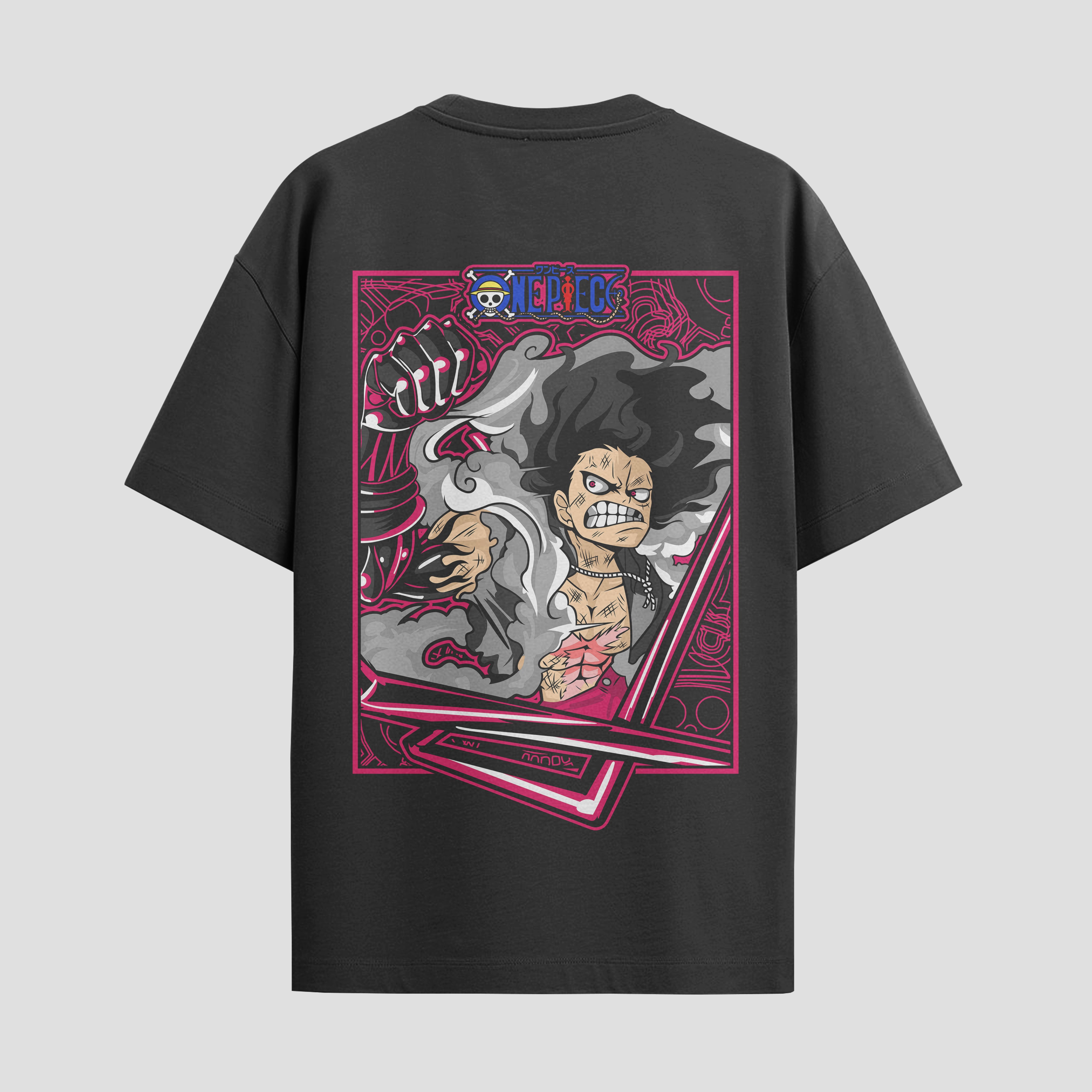 Playera urbana de anime y gaming ExtraLife MX, corte Standard Fit unisex ligero y transpirable en color Deep Black y Pure White, ropa de uso diario para gym y casual.